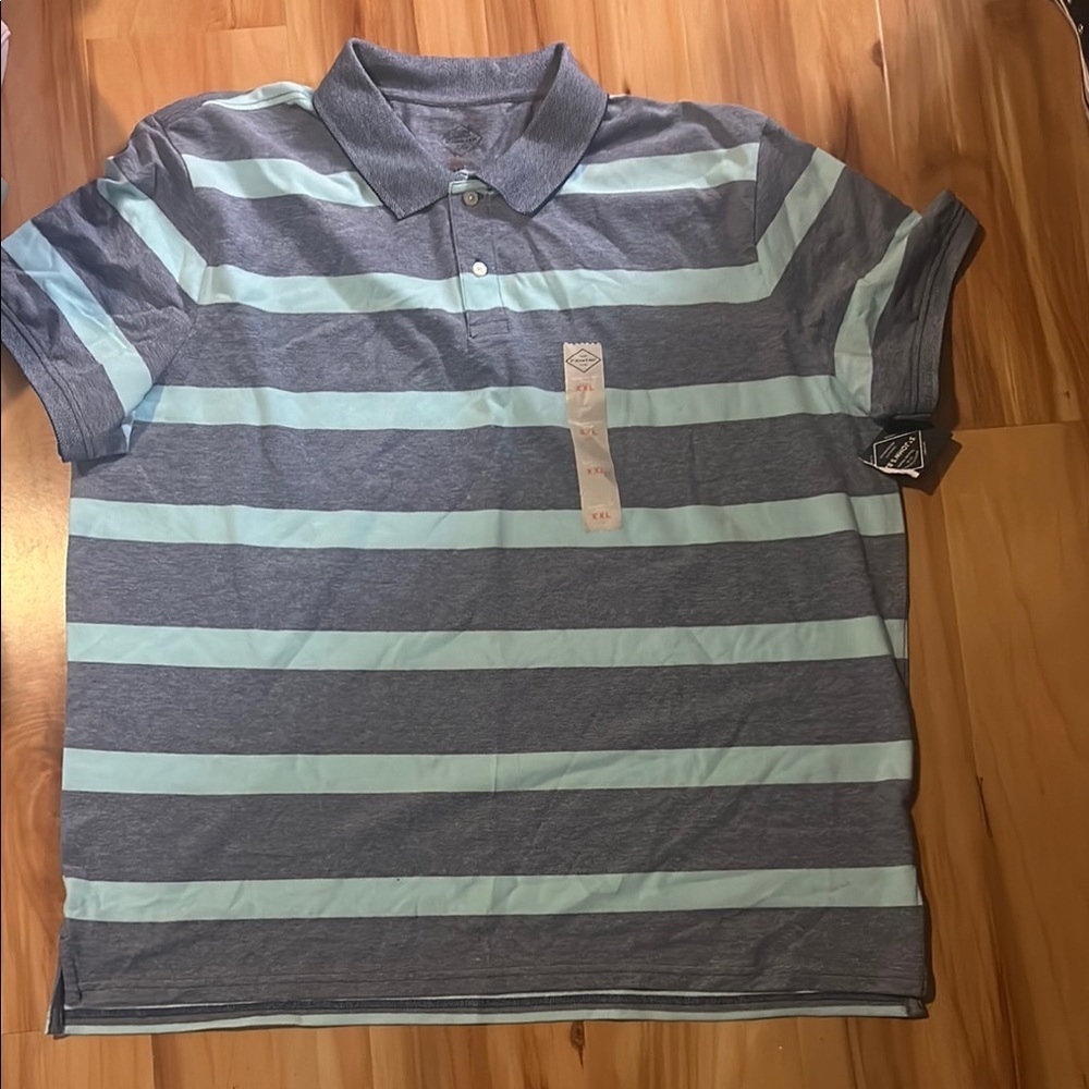 St. John's Bay Blue and Gray Polo Shirt with Classic Stripes